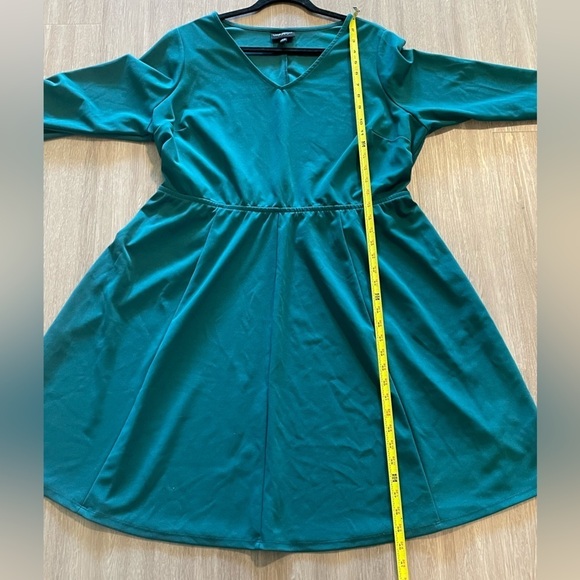 Lane Bryant Women’s Midi Dress Size 20 Green Ruched Waist 3/4 Sleeve Pull Over - Picture 13 of 14